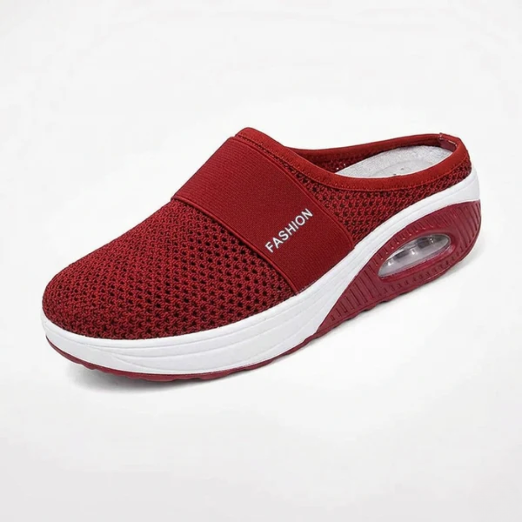 Women's Orthopedic Mesh Mules Air-Cushion Sole and Elastic Band Slip-Ons