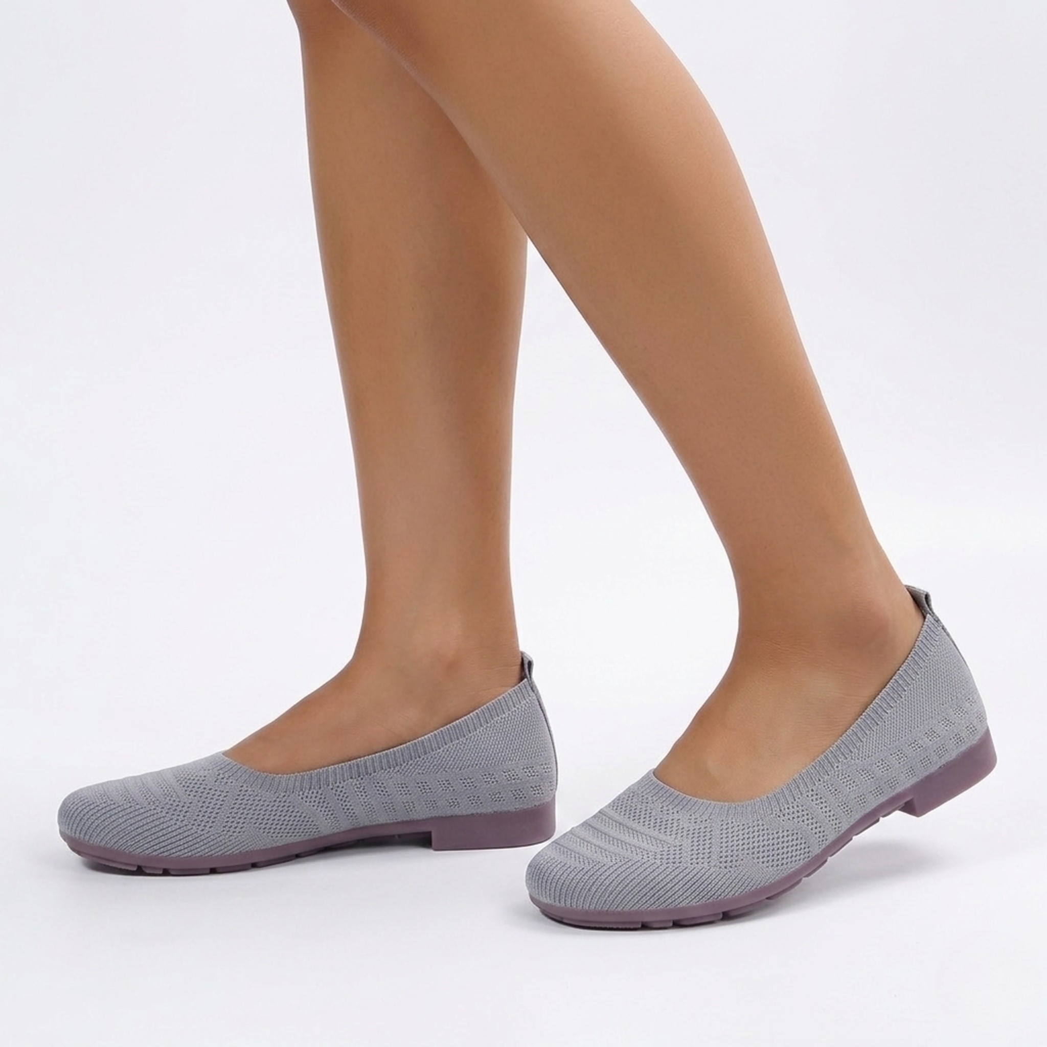 Women's Breathable Woven Slip‑On Flats with Rubber Sole Comfort
