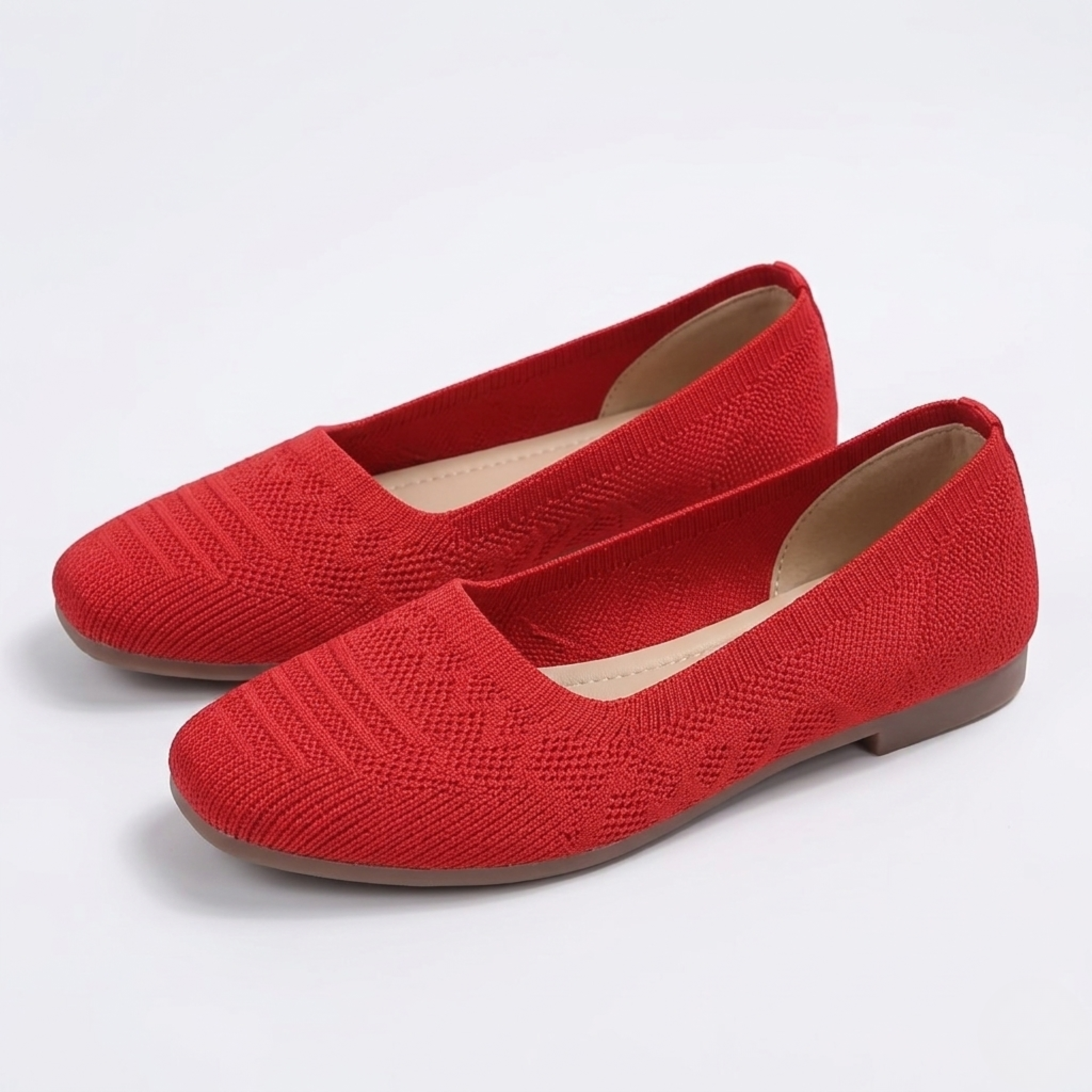 Women's Breathable Woven Slip‑On Flats with Rubber Sole Comfort