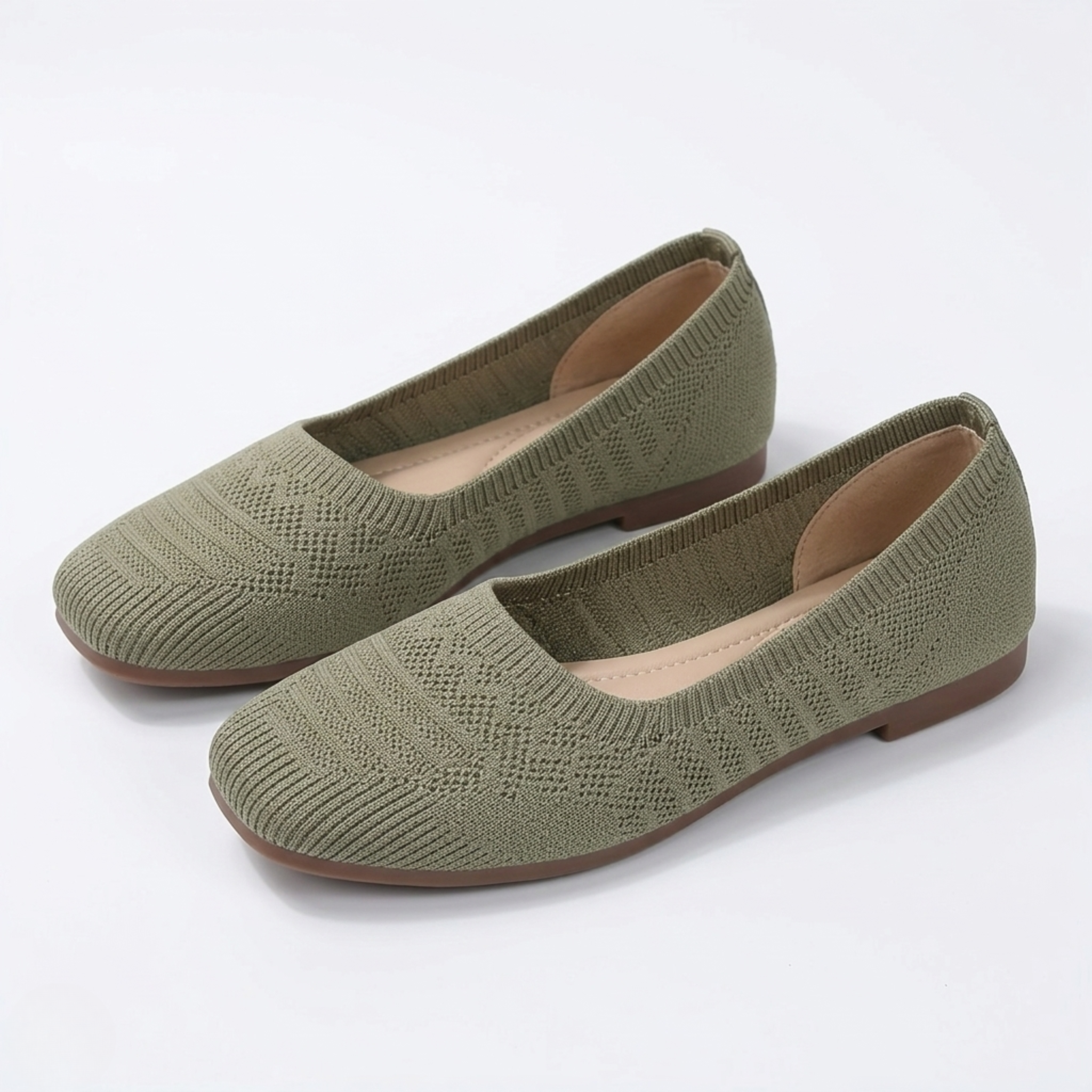 Women's Breathable Woven Slip‑On Flats with Rubber Sole Comfort
