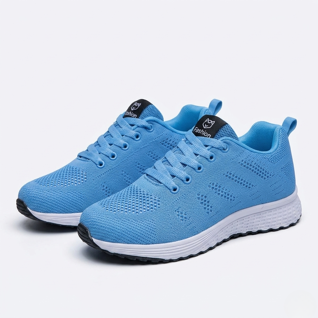 Women's Orthopedic Mesh Sneakers with Textured Sole and Lace-Up Detail