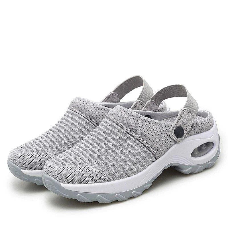 Women's Orthopedic Mesh Slingback Mules with Air Cushion Sole and Perforated Detail