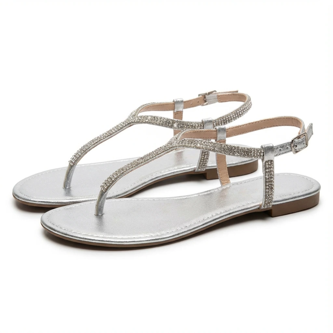 Women's Comfortable Footbed Sandals with Sparkly Design