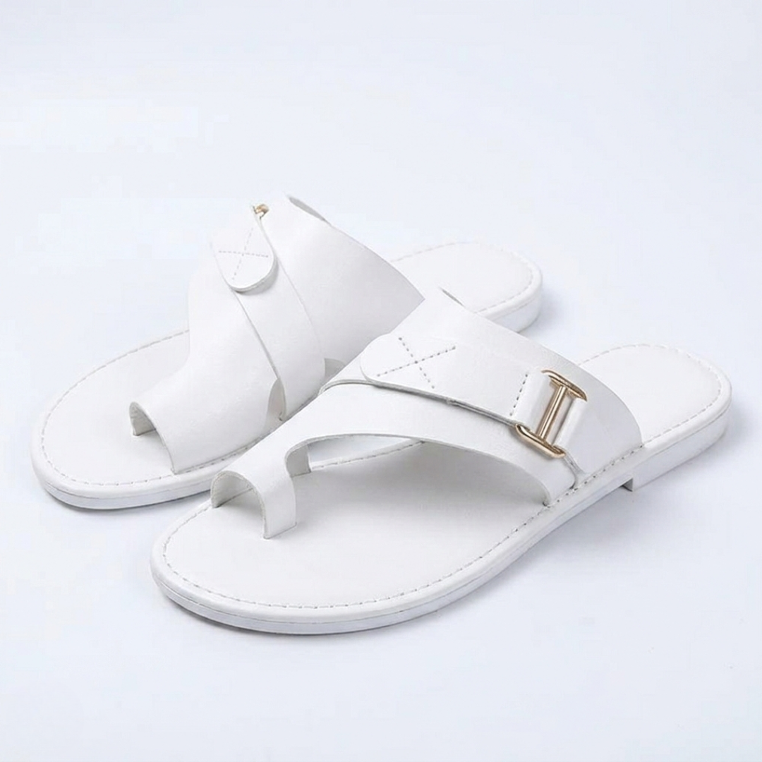 Women's Leather Sandals with Wide Toe-Box and Support