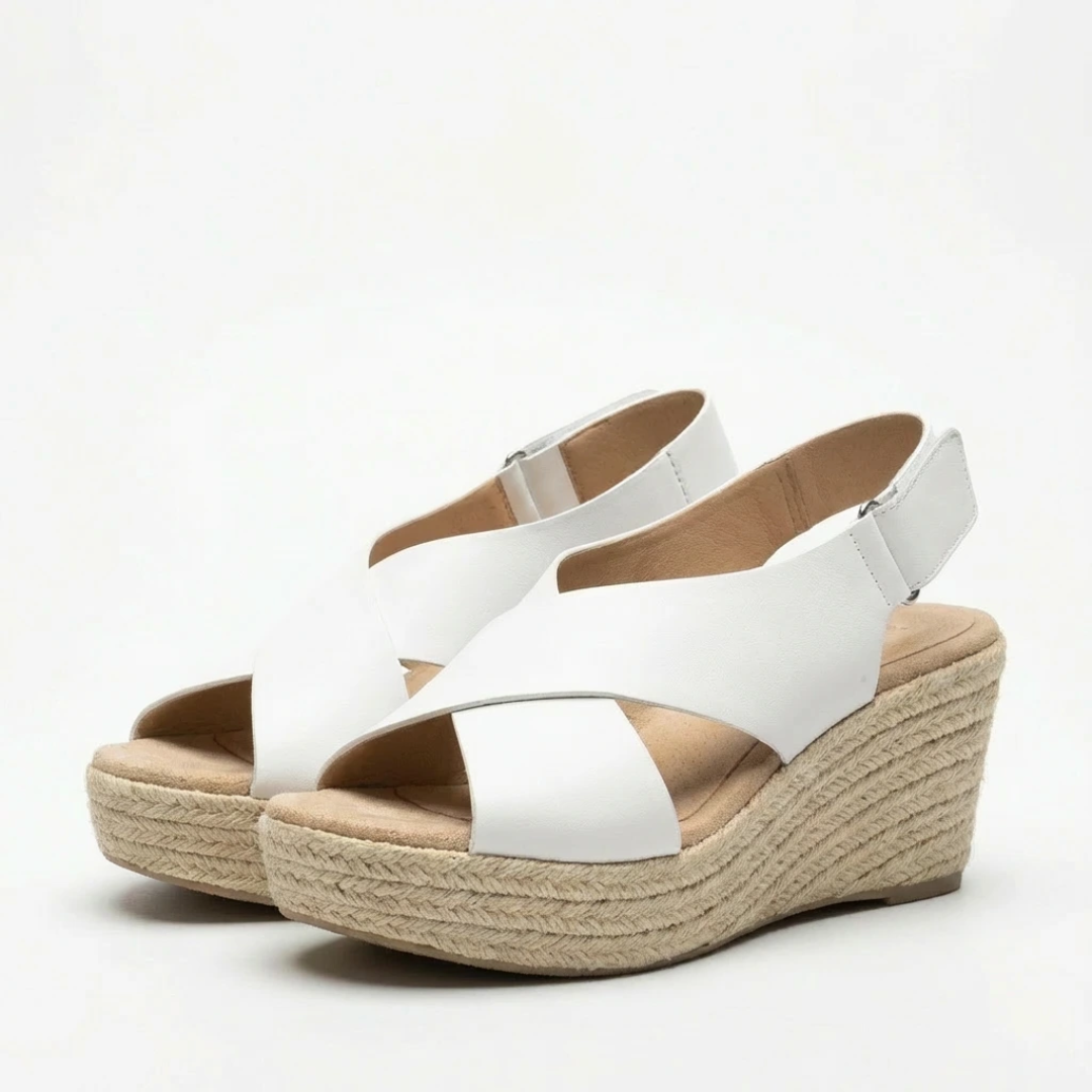 Women's Leather Cross-Strap Sandals with Supportive Comfort