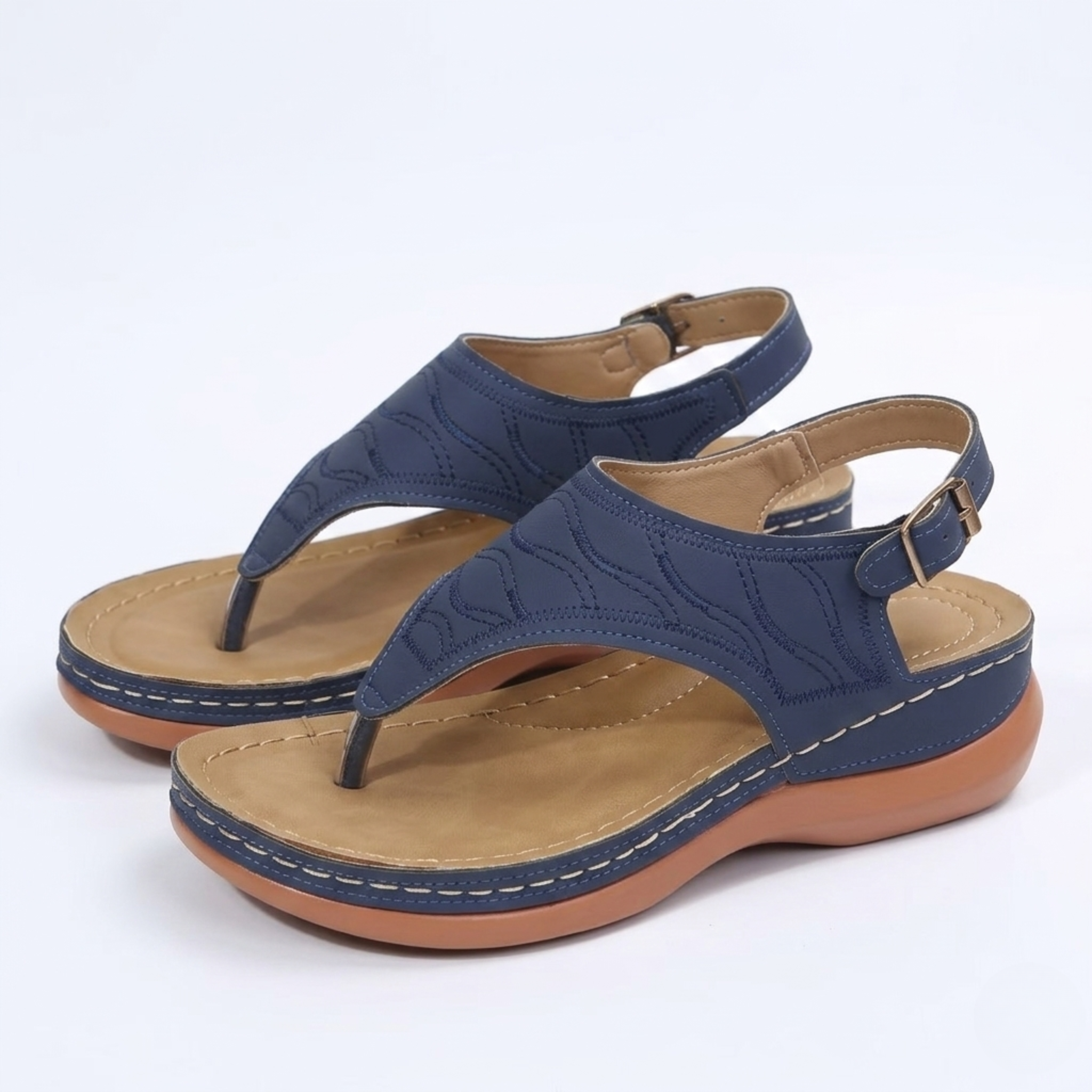 Women's Wedge Sandals with Ankle Strap and Open Toe