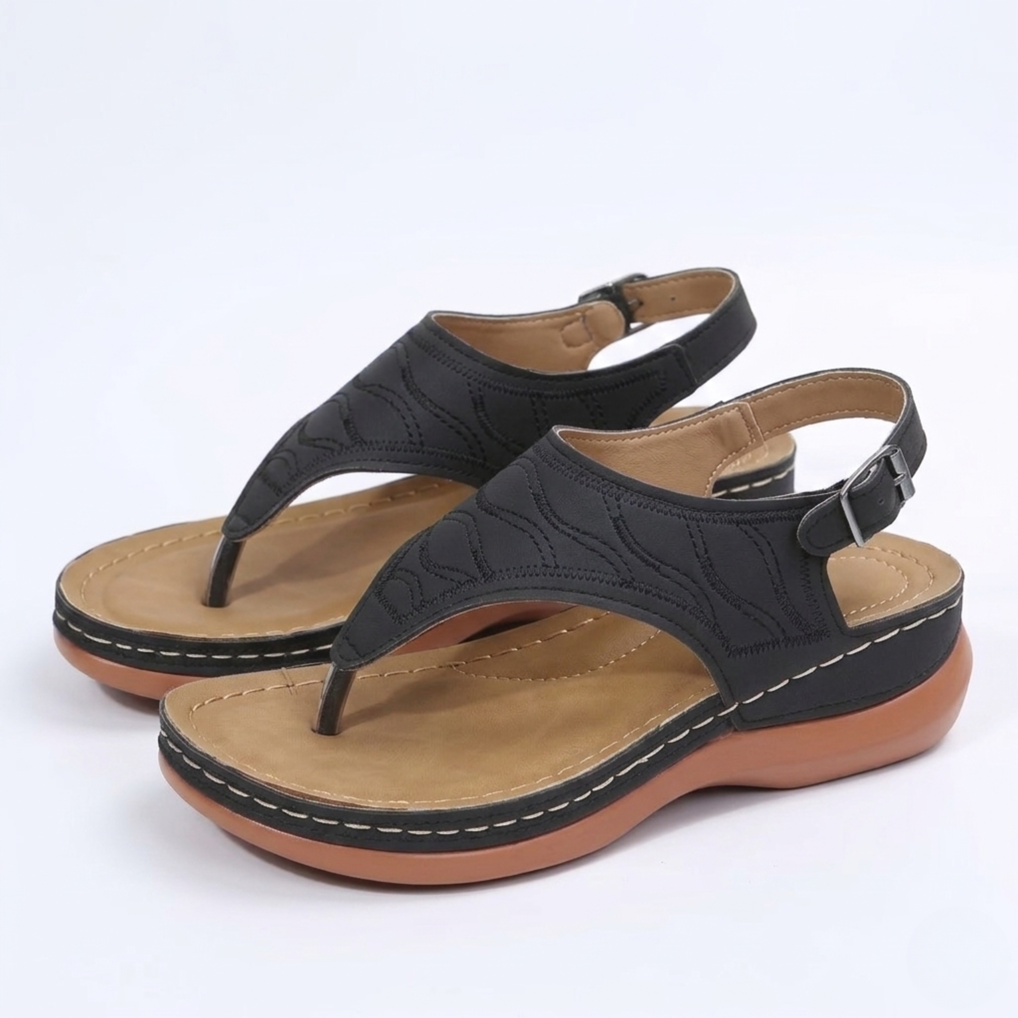 Women's Wedge Sandals with Ankle Strap and Open Toe