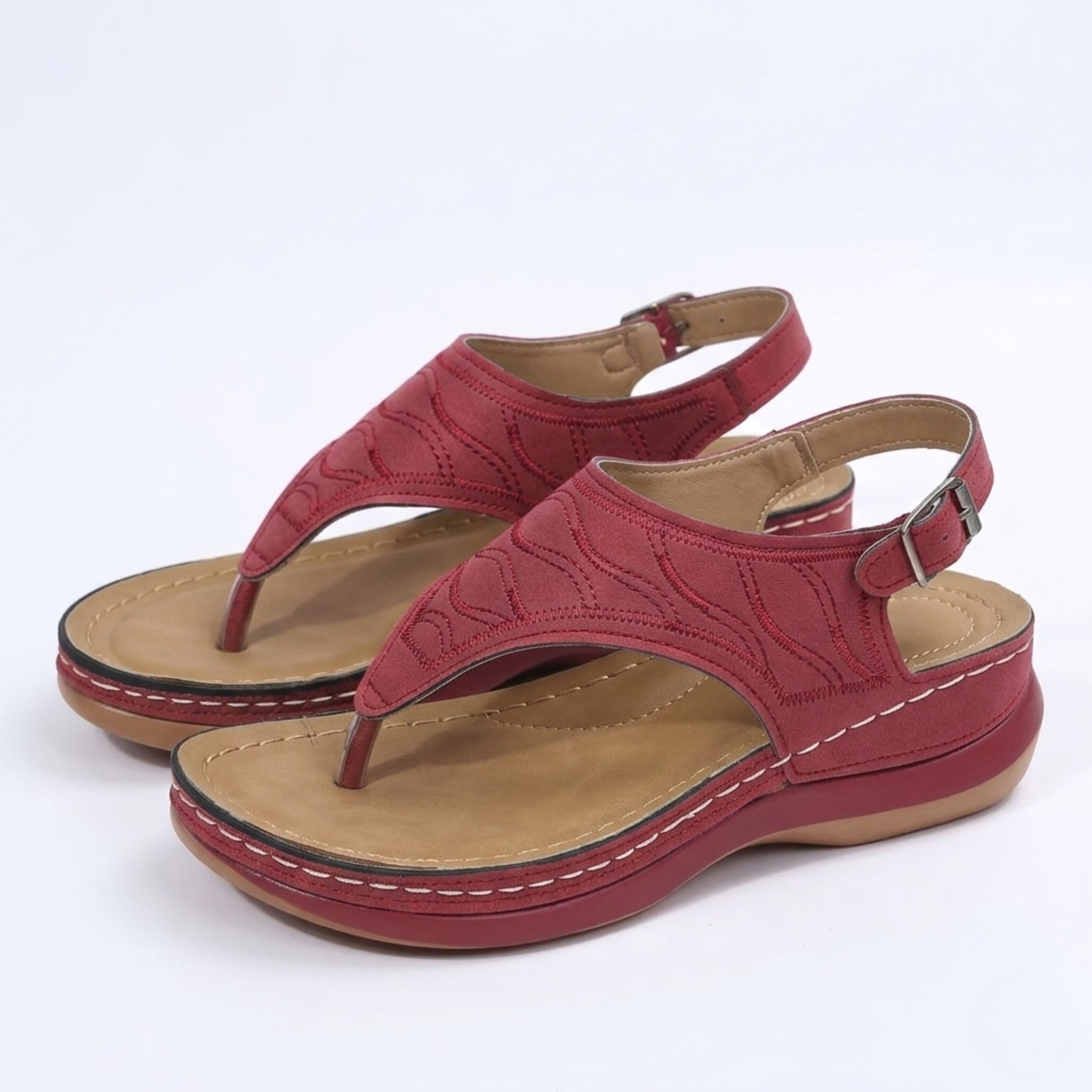 Women's Wedge Sandals with Ankle Strap and Open Toe