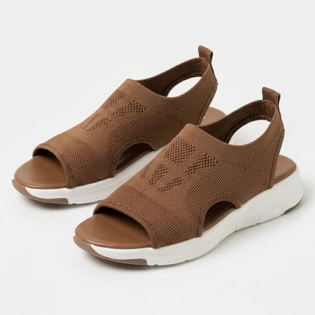 Women's Orthopedic Mesh Slingback Sandals with Platform Sole and Cut-Out Detail