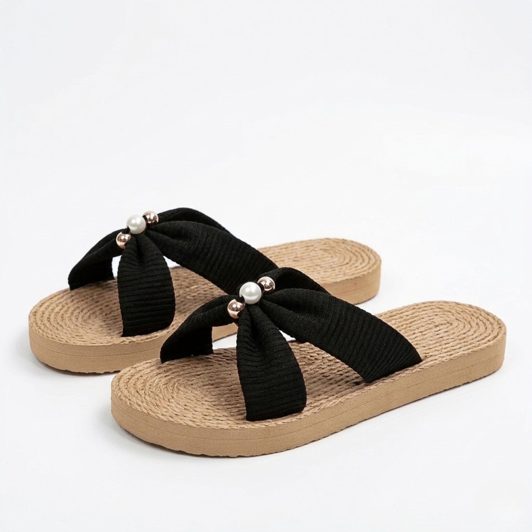 Women's Flat Sandals with Decorative Embellishment and Lightweight Sole