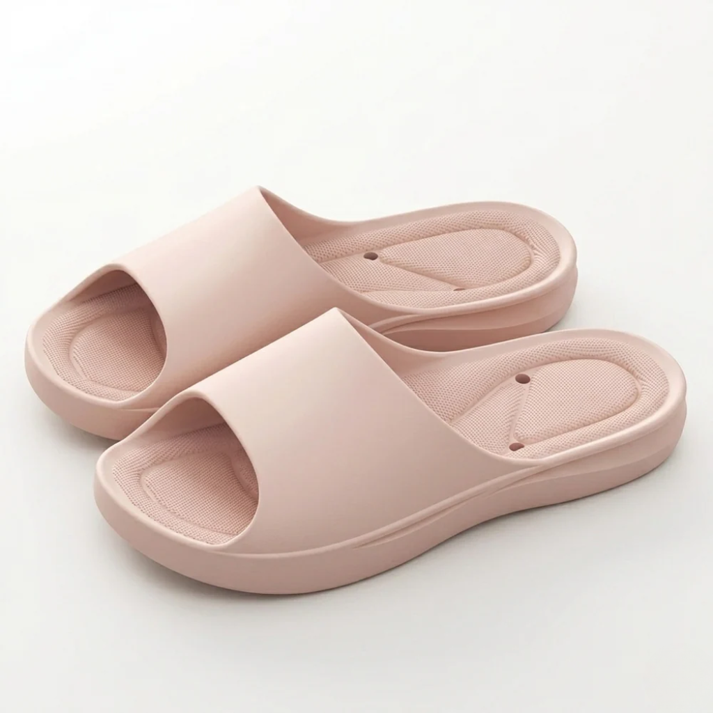 Women's Orthopedic Slide Sandals with Smooth Upper and Textured Footbed
