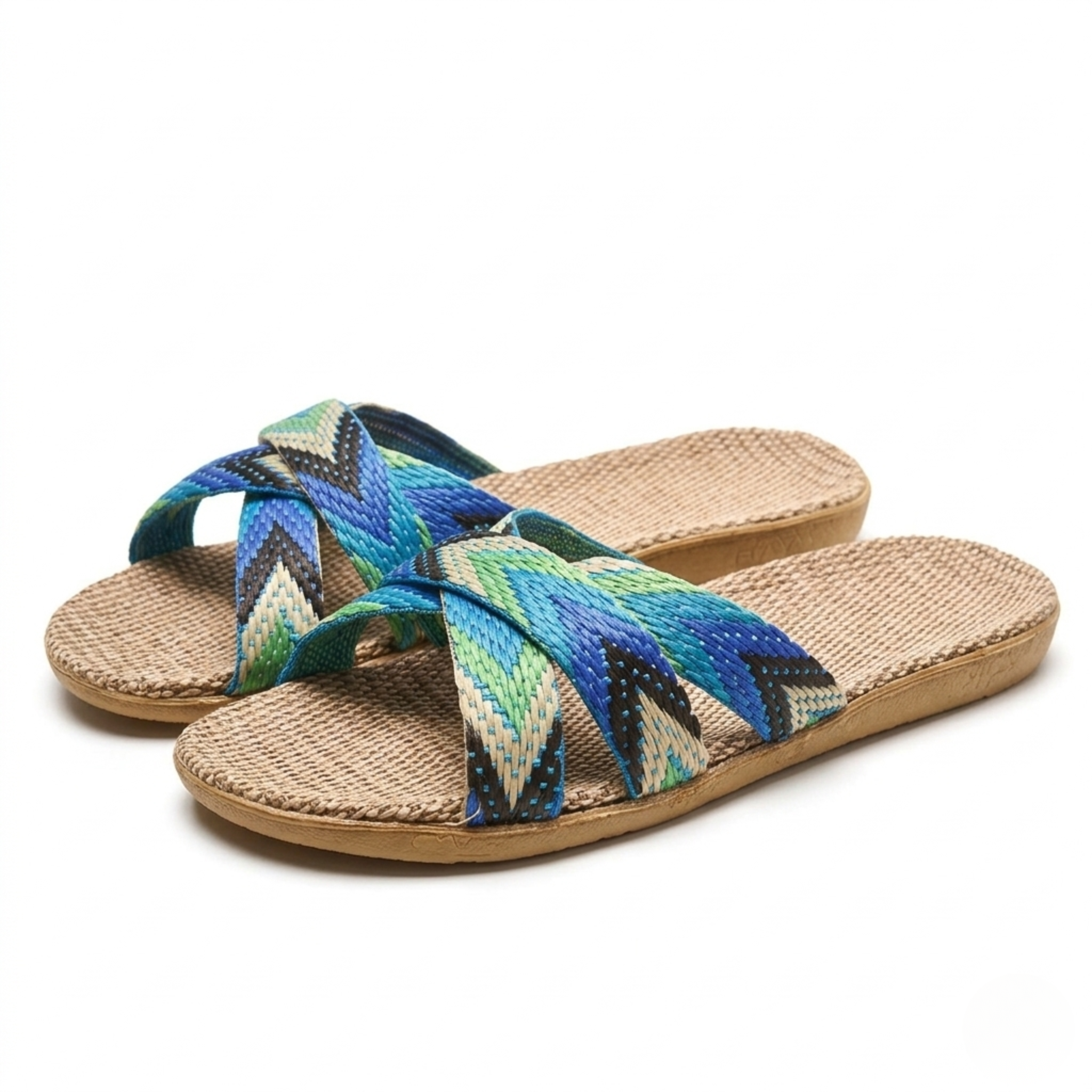 Women's Striped Linen Flats with Lightweight Sole for Comfort