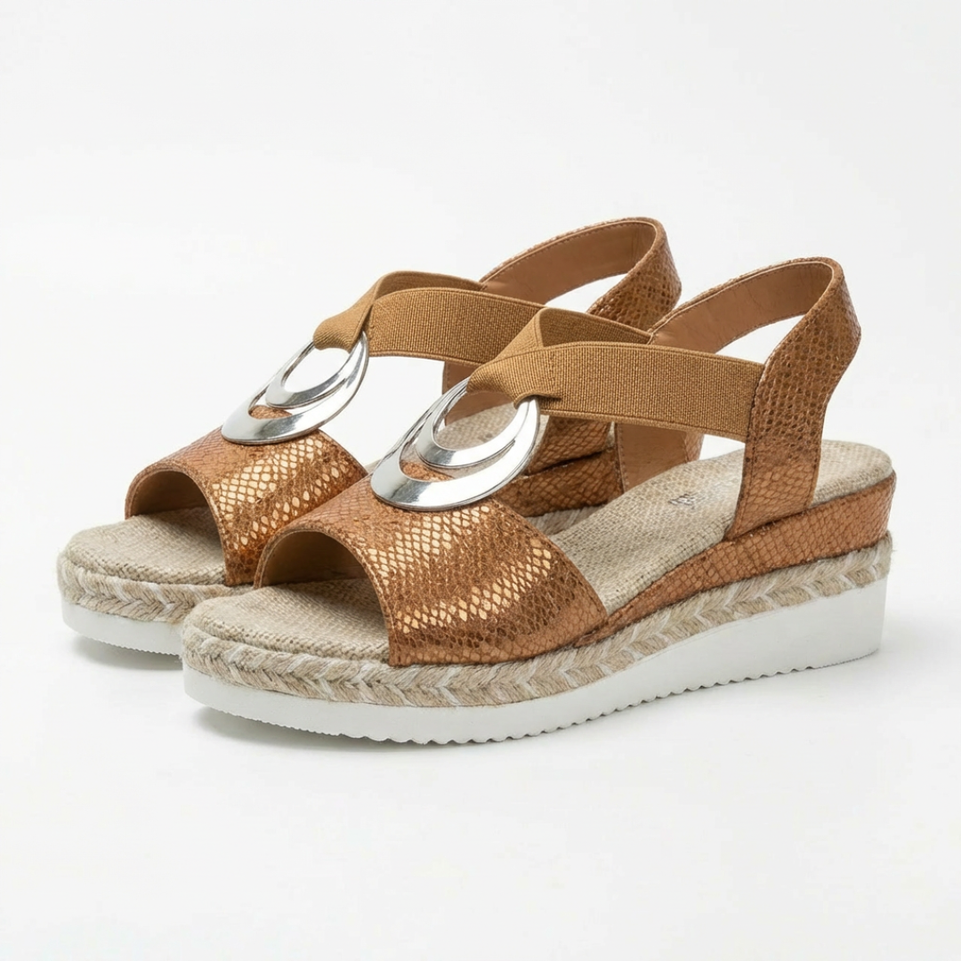 Women's Adjustable Leather Wedge Sandals for All-Day Comfort