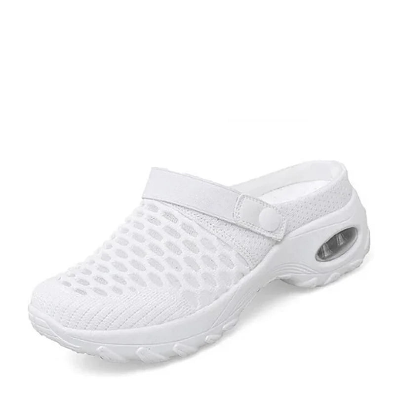 Women's Orthopedic Mesh Slingback Mules with Air Cushion Sole and Perforated Detail