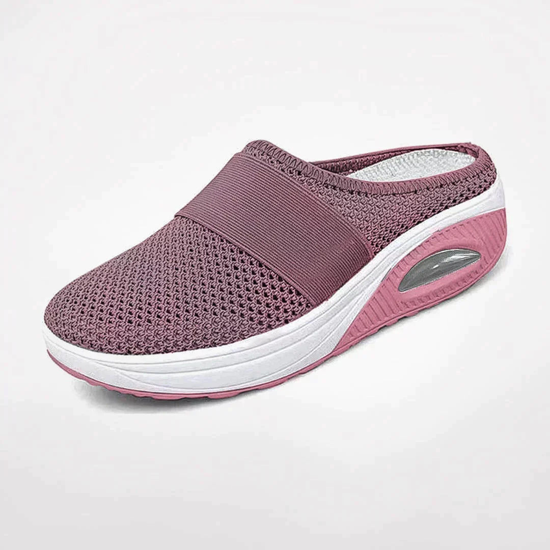 Women's Orthopedic Mesh Mules Air-Cushion Sole and Elastic Band Slip-Ons