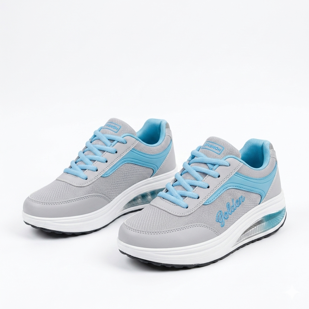 Women's Orthopedic Lace-Up Sneakers with Thick Contrast Sole and Perforated Toe Detail