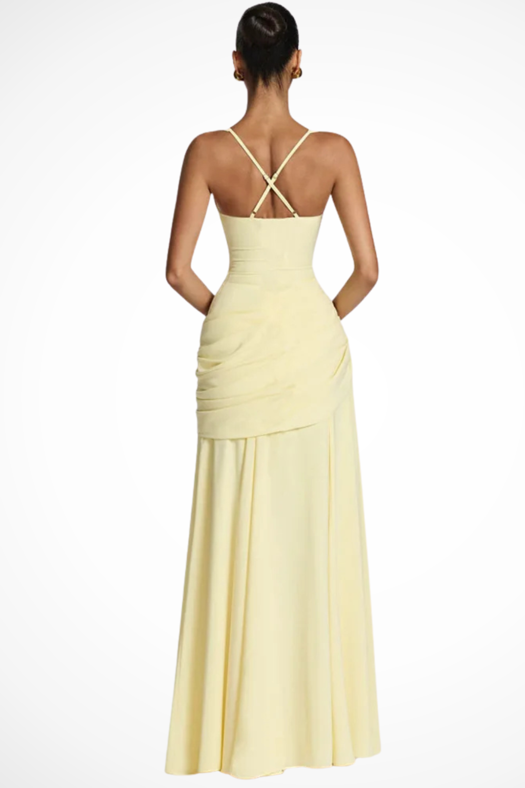 Women Maxi Dress Wedding Guest Formal Square Neck Ruched Gown
