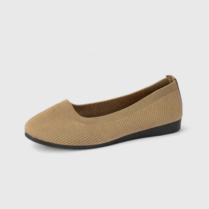 Women's Knit Ballet Flats with Quilted Insole and Round Toe