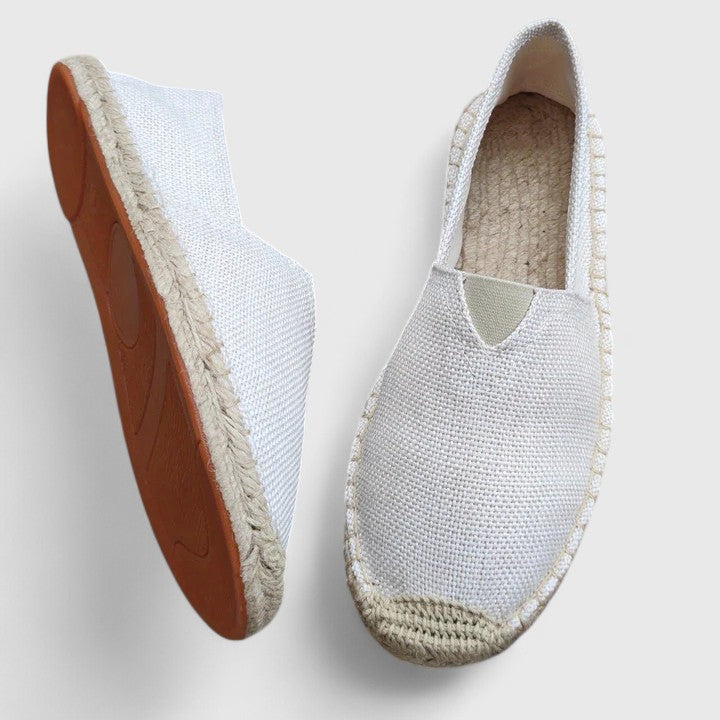 Women's Linen Espadrilles with Jute Midsole and Round Toe