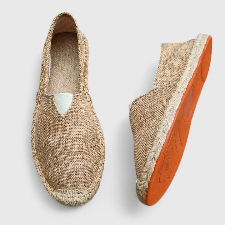 Women's Linen Espadrilles with Jute Midsole and Round Toe