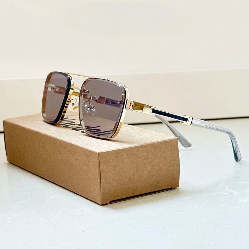 Women's Square Sunglasses Gradient Lenses and Retro Gold Frame