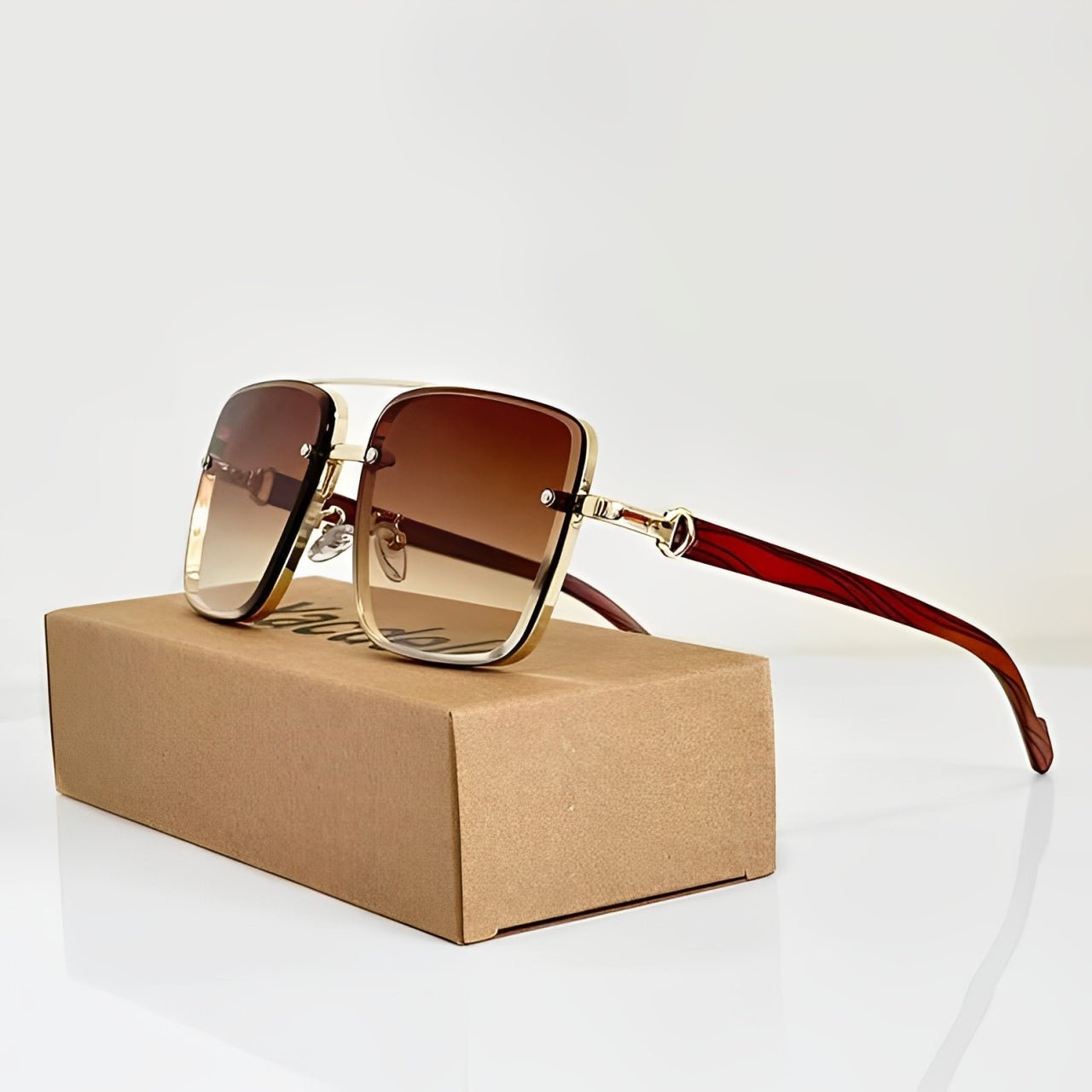 Women's Aviator Sunglasses Gradient Lenses and Wooden Temples