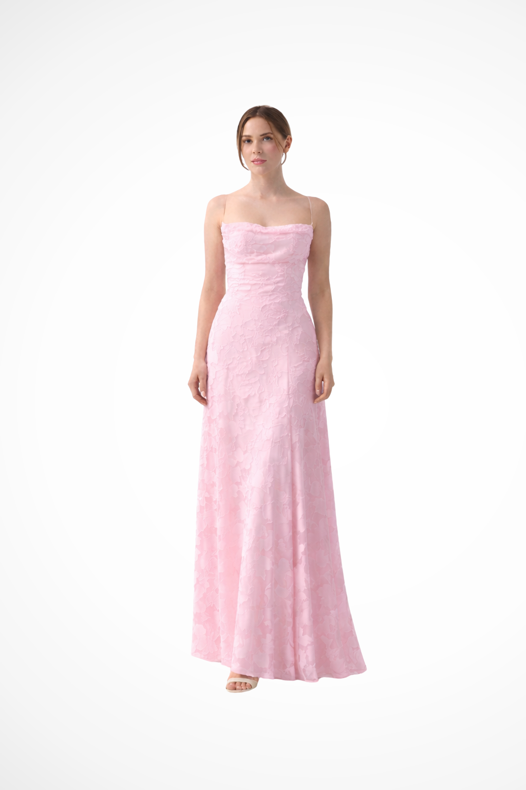 Women's Floral Lace Maxi Wedding Guest Dress with Spaghetti Straps