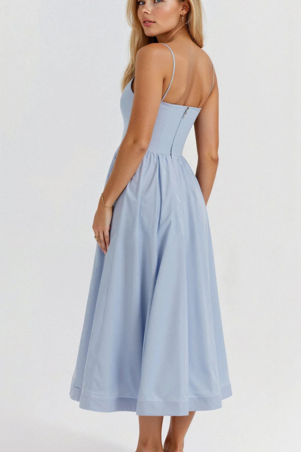 Women's A-Line Dress Scoop Neck Spaghetti Strap Midi