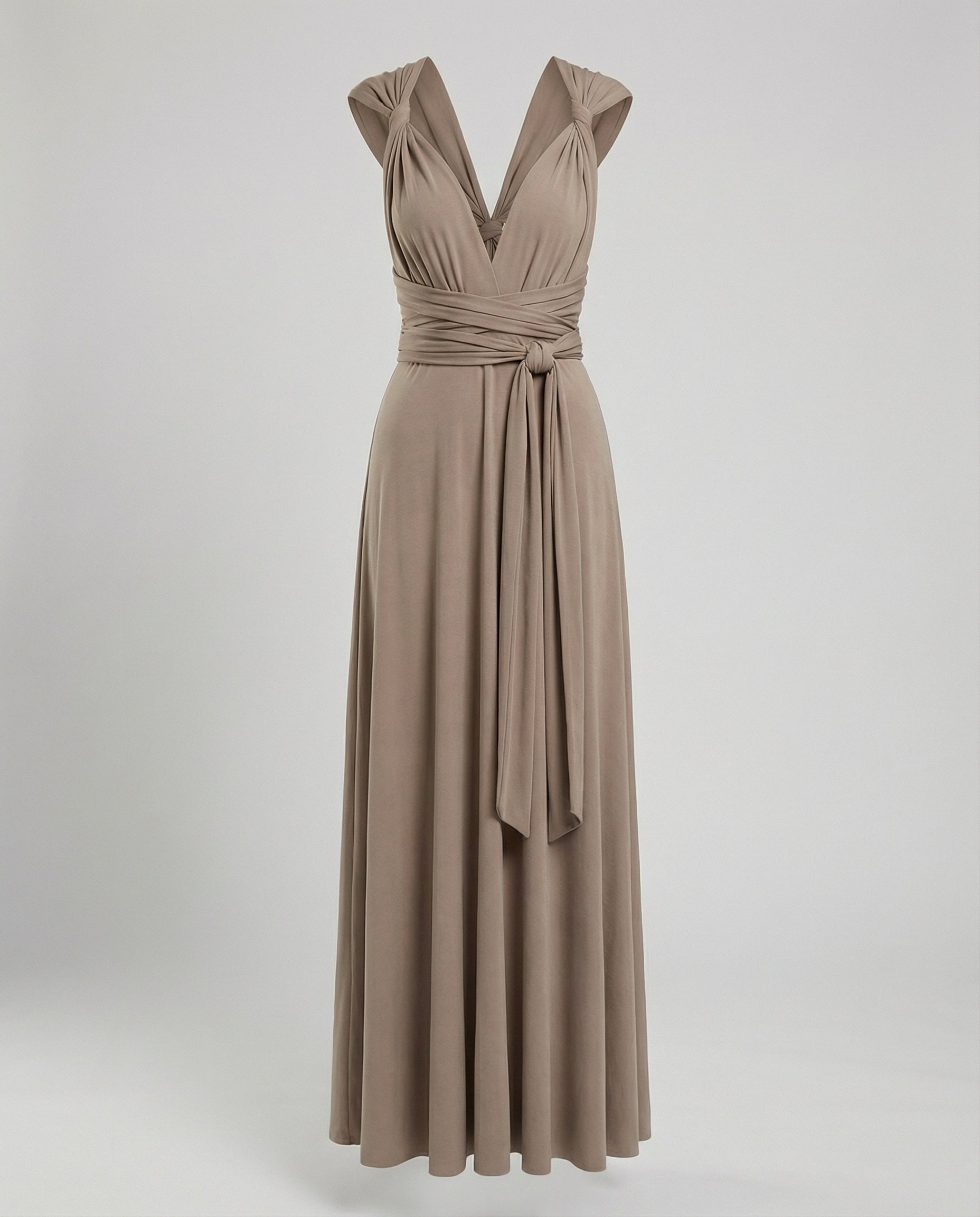 Women's Multiway Maxi Wedding Guest Dress V-Neck and Versatile Tie Design