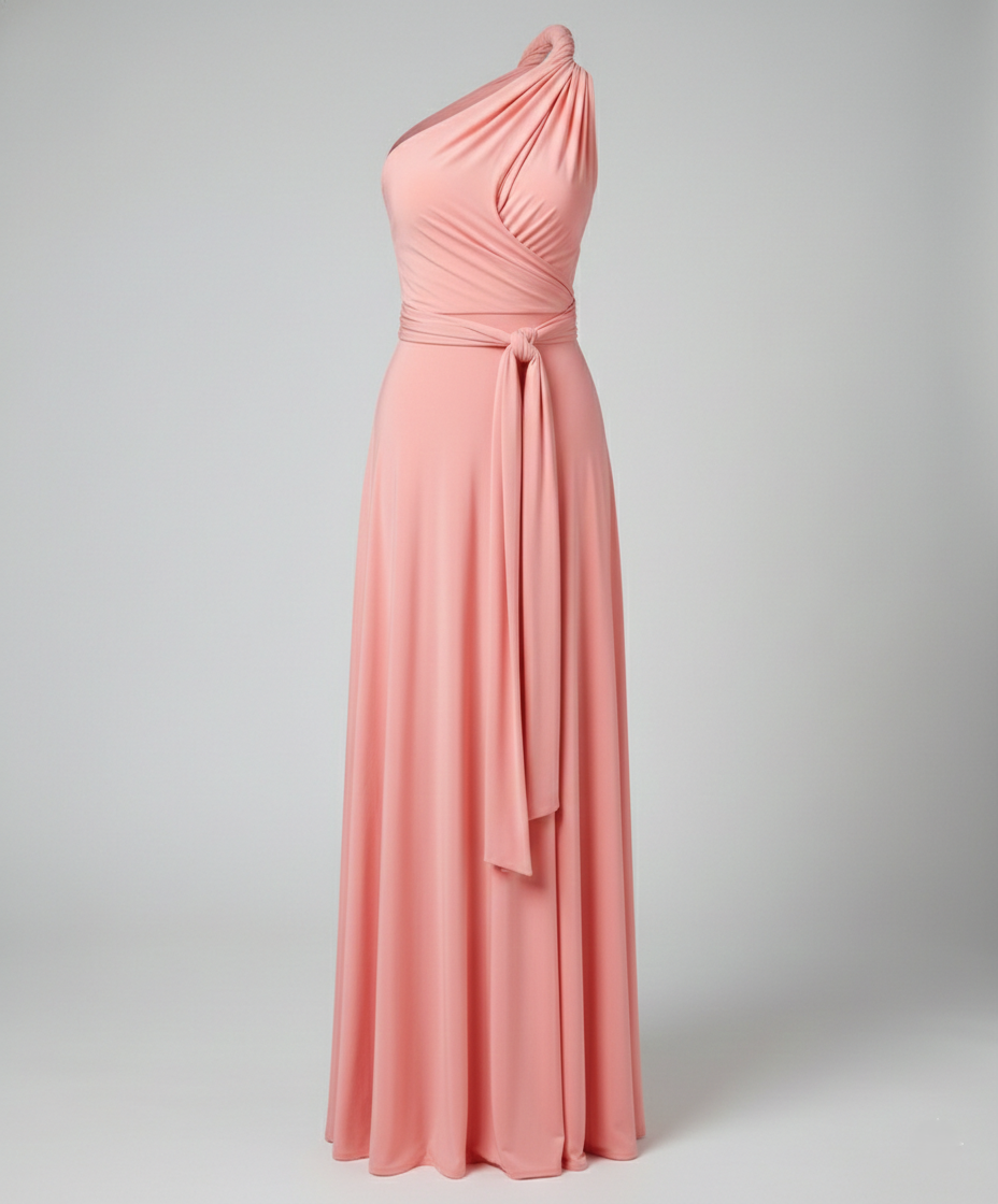 Women's Multiway Maxi Wedding Guest Dress V-Neck and Versatile Tie Design
