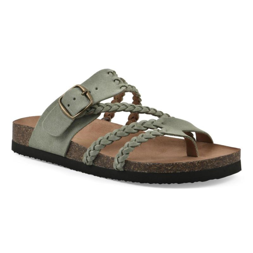 Women's Orthopedic Braided Buckle Flat Sandals Cork Sole