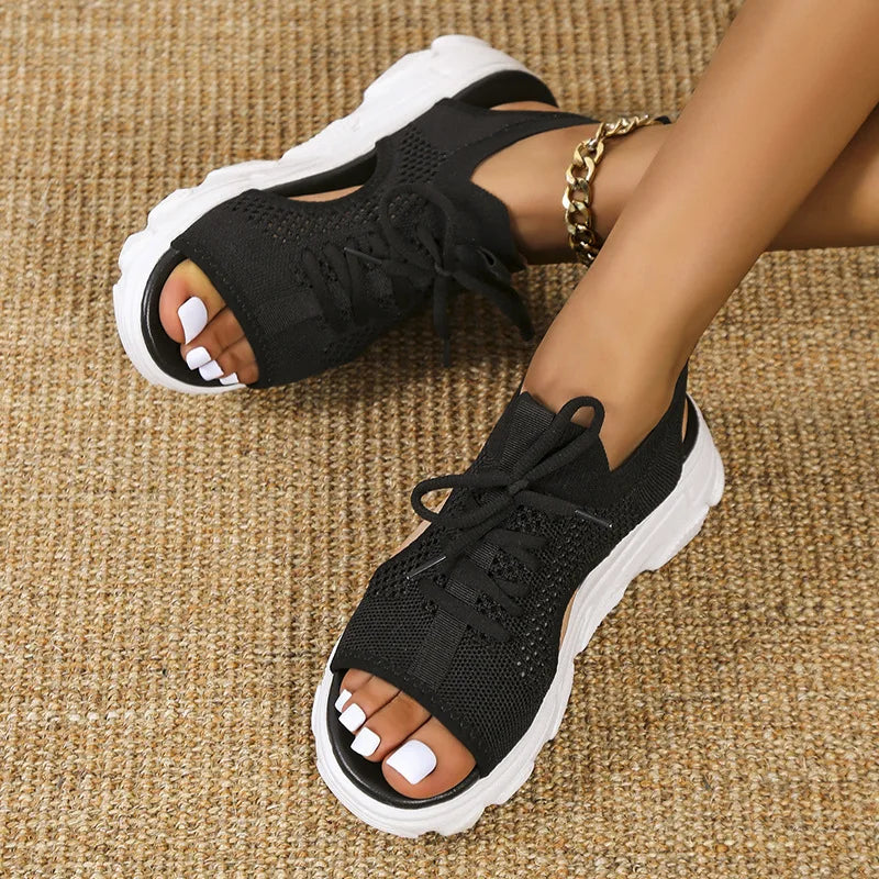 Women's Orthopedic Sandals Comfort Open Tie Lace Up