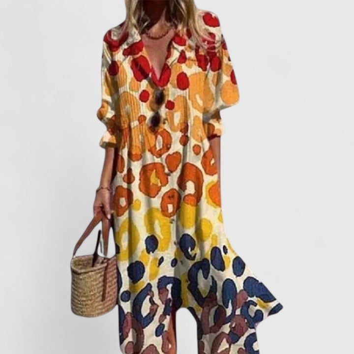 Women's Sundress Printed Button Down Maxi Shirt