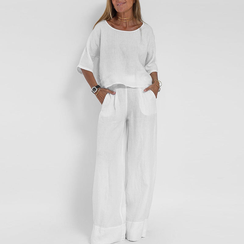 Women's Two Piece Set Relaxed Wide Leg Trousers