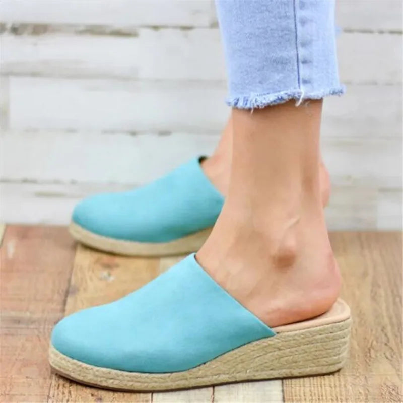 Women's Wedge Sandals Mid-Wedge Heel and Closed Round Toe