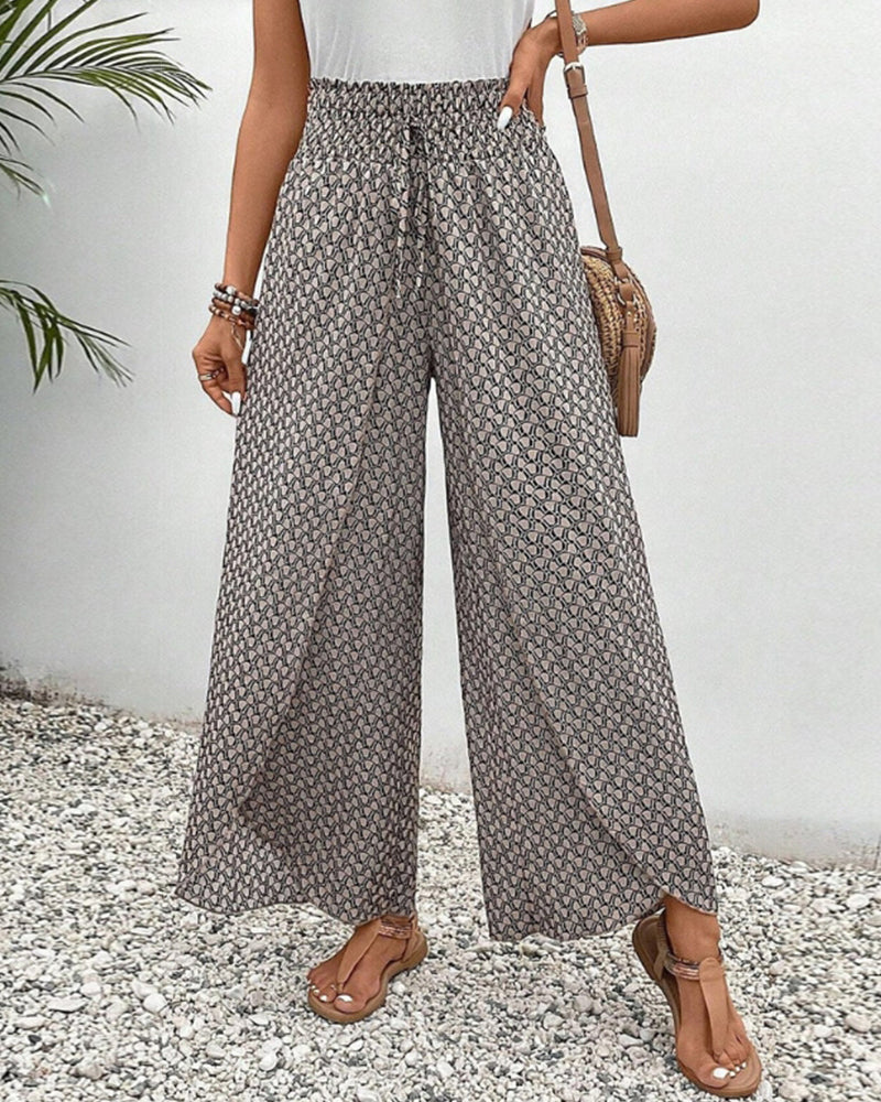 Women's Wide Leg Palazzo Trousers High-Waisted and Drawstring Closure