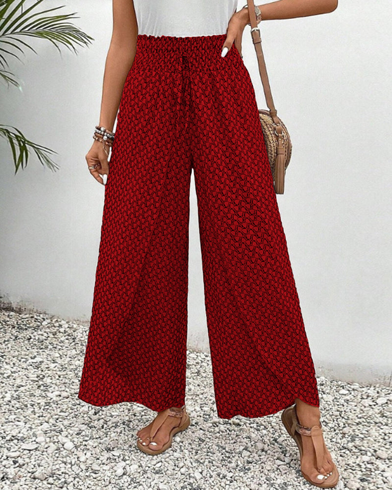 Women's Wide Leg Palazzo Trousers High-Waisted and Drawstring Closure
