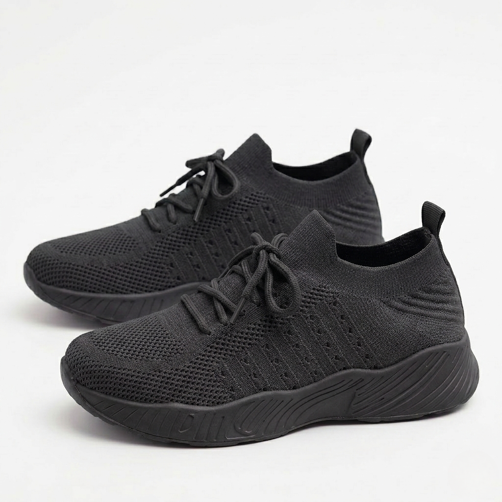 Women's Orthopedic Mesh Sneakers with Textured Platform Sole and Lace-Up Detail