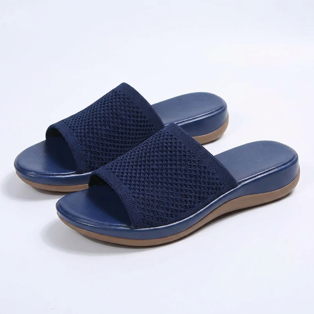 Women's Comfortable Slip-On Mules with Soft Knit Fabric Sandals