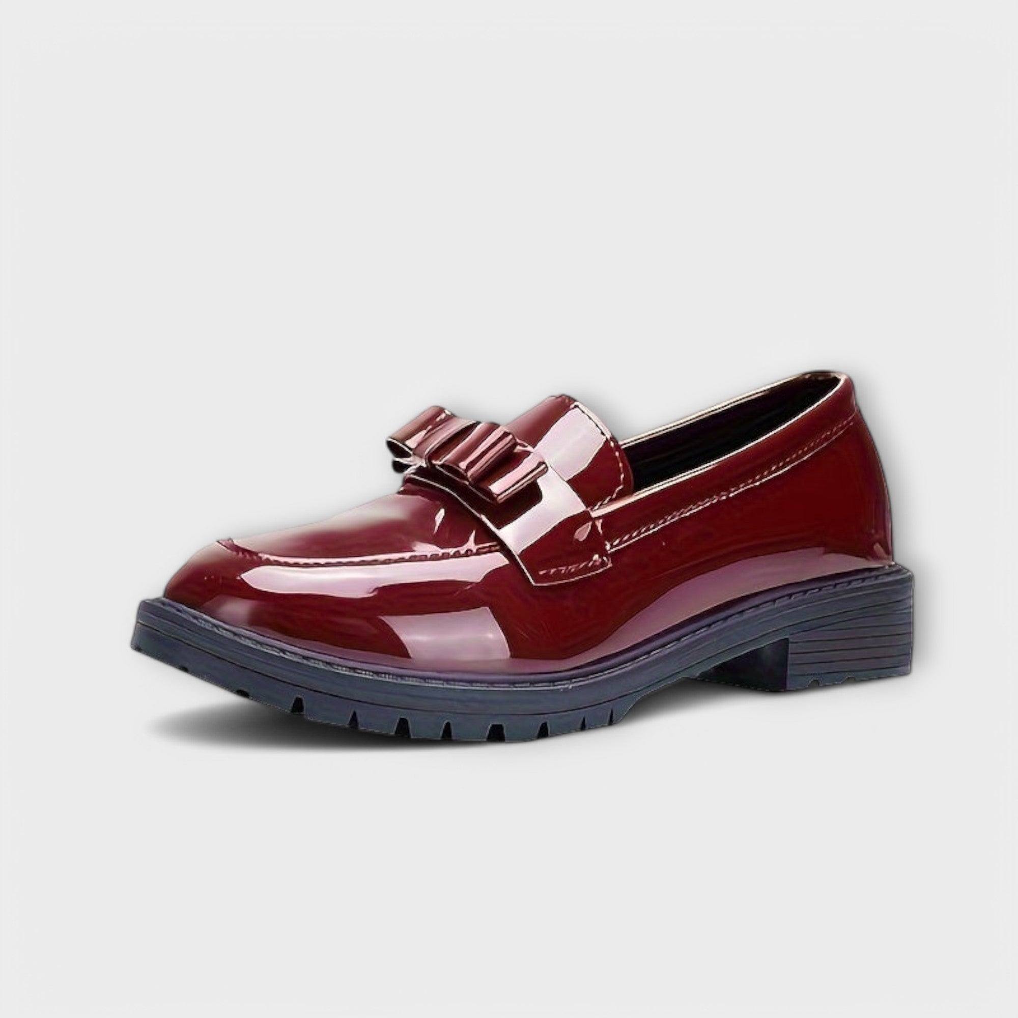 Women's Orthopedic Loafers with Patent Finish and Bow Detail