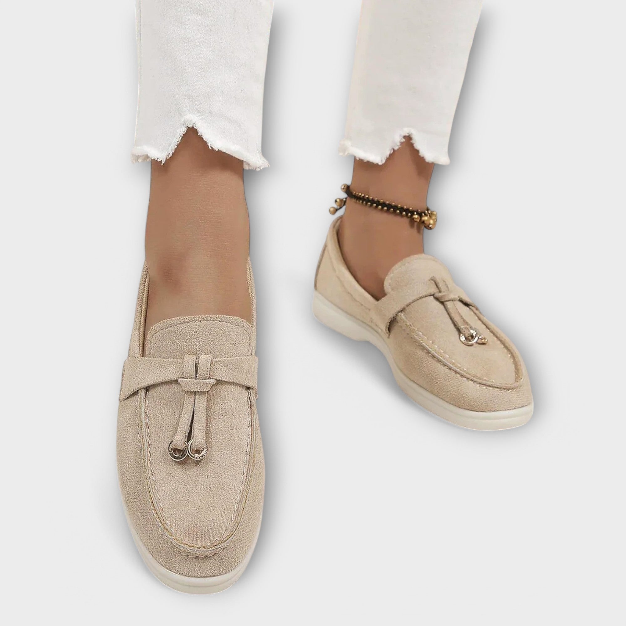 Women's Orthopedic Loafer Flats with Tassel Detail and Contrast Stitching