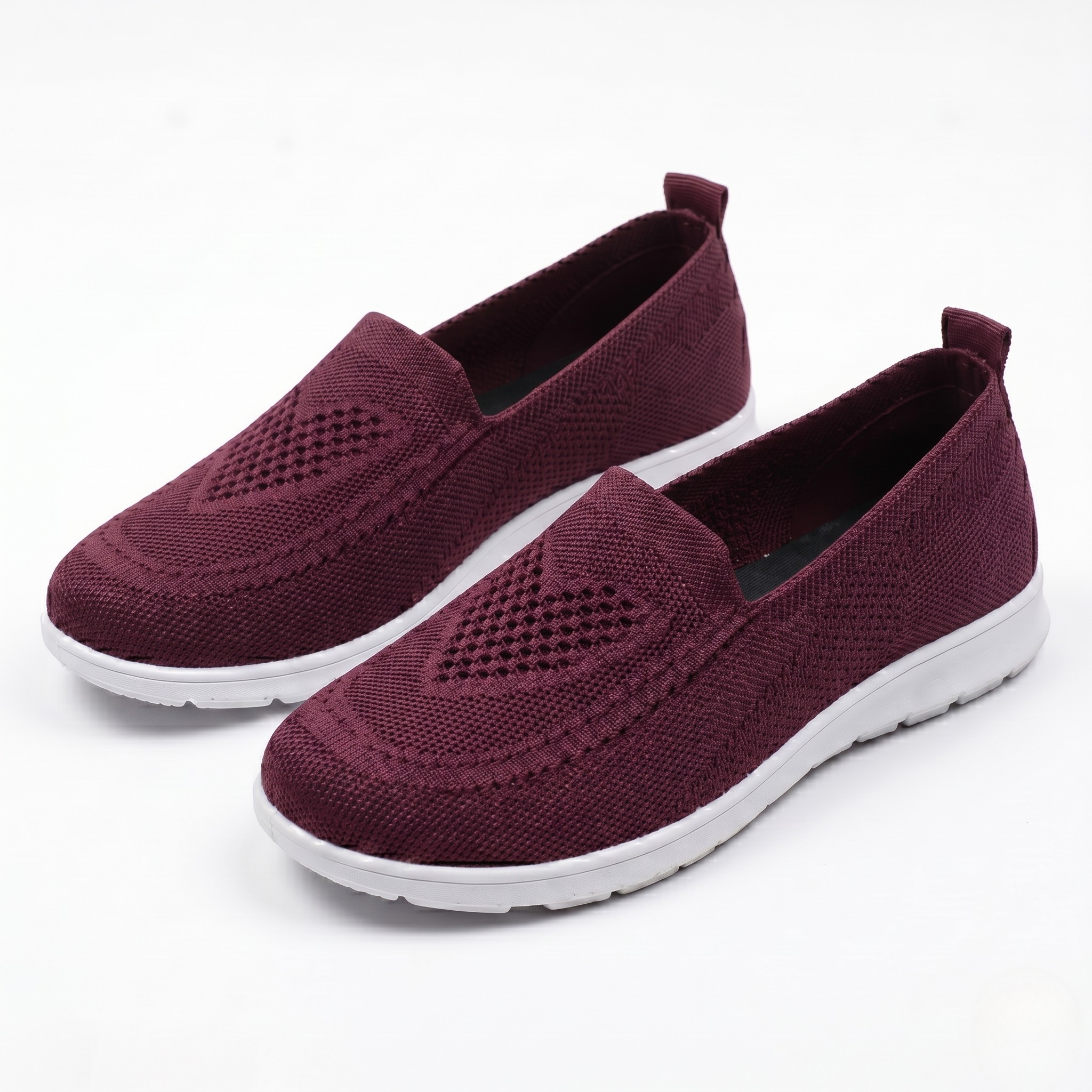 Women's Ergonomic Breathable Mesh Slip-On Sneakers with Heart Pattern and Flexible Sole