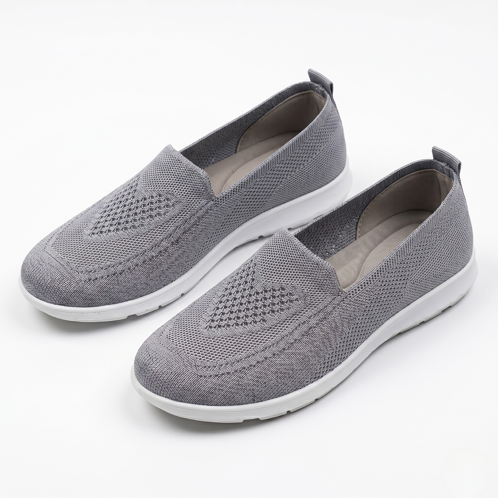 Women's Ergonomic Breathable Mesh Slip-On Sneakers with Heart Pattern and Flexible Sole