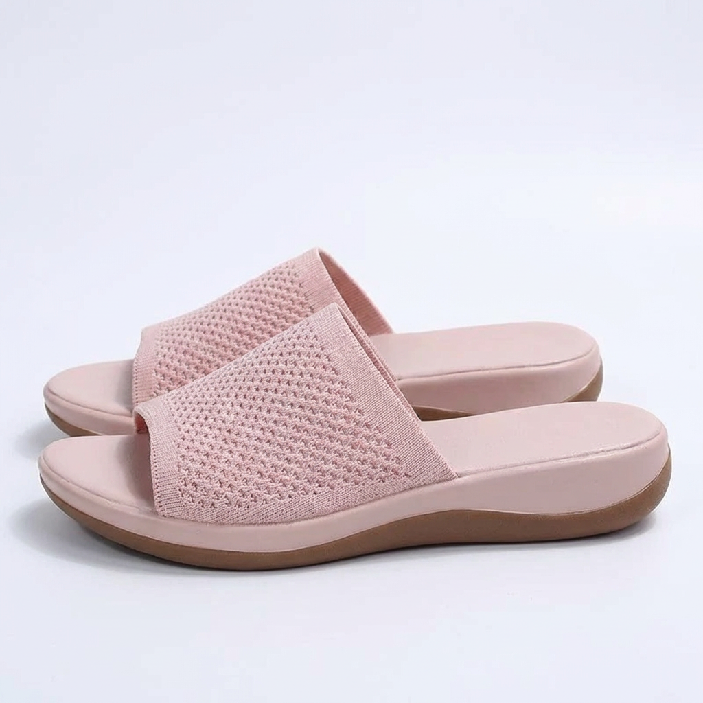 Women's Comfortable Slip-On Mules with Soft Knit Fabric Sandals
