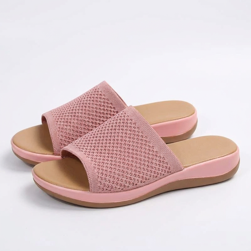 Women's Comfortable Slip-On Mules with Soft Knit Fabric Sandals