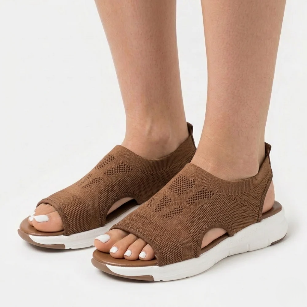 Women's Orthopedic Mesh Slingback Sandals with Platform Sole and Cut-Out Detail