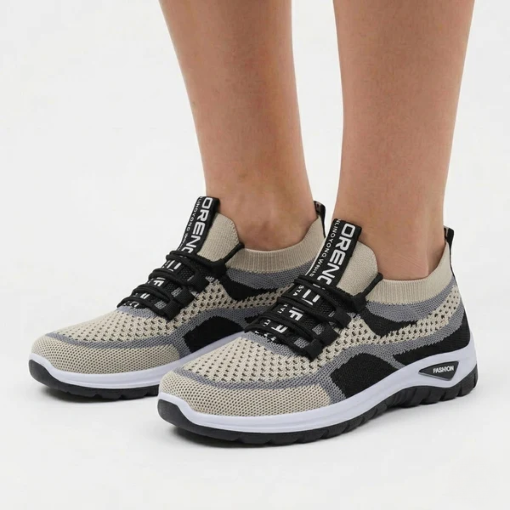 Women's Breathable Mesh Sneakers with Lace-up Detail and Contrast Sole