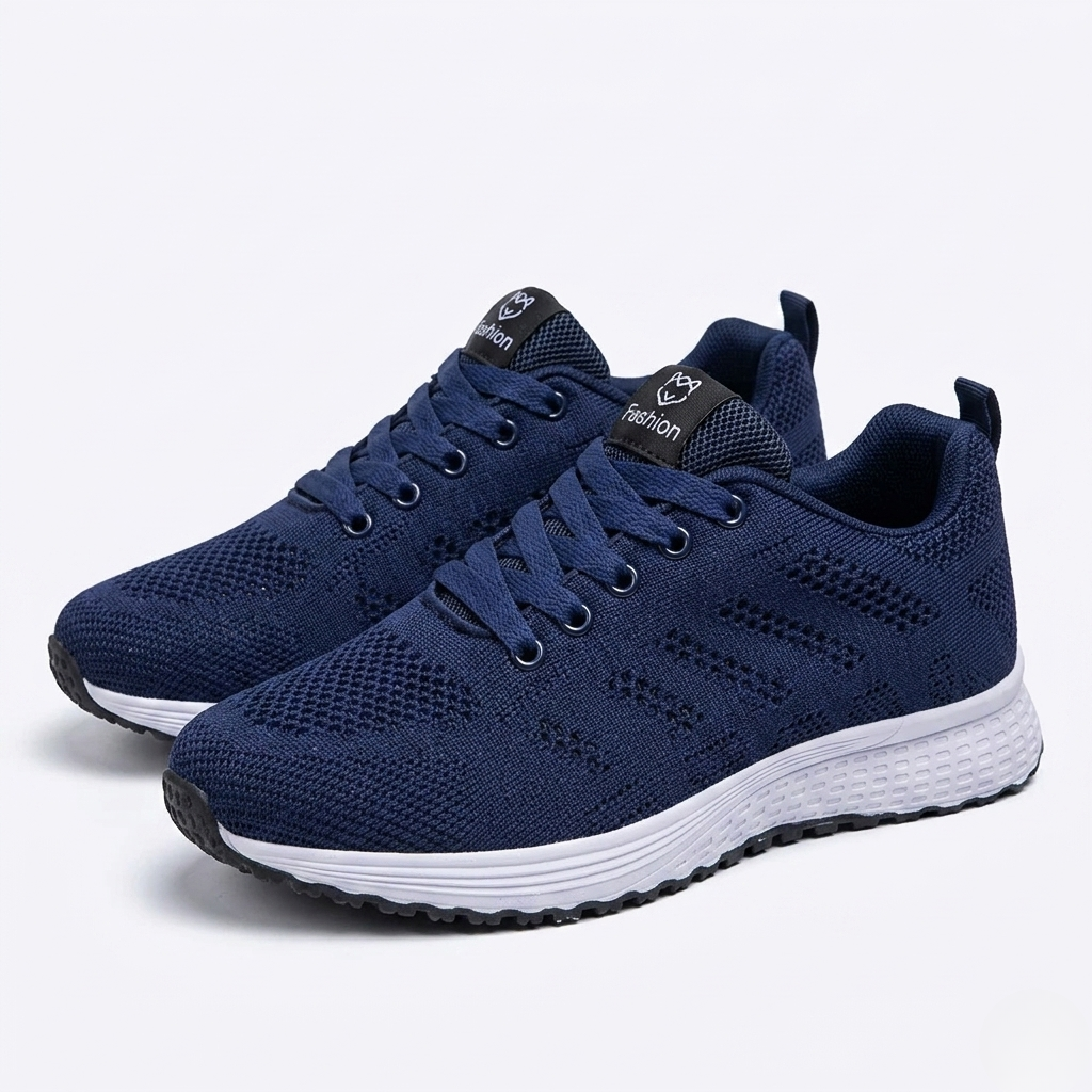 Women's Orthopedic Mesh Sneakers with Textured Sole and Lace-Up Detail