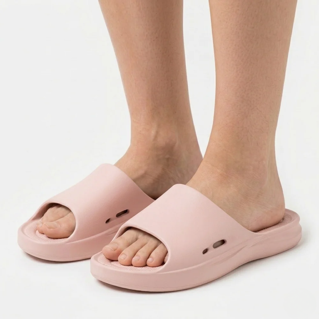 Women's Orthopedic Slide Sandals with Smooth Upper and Textured Footbed