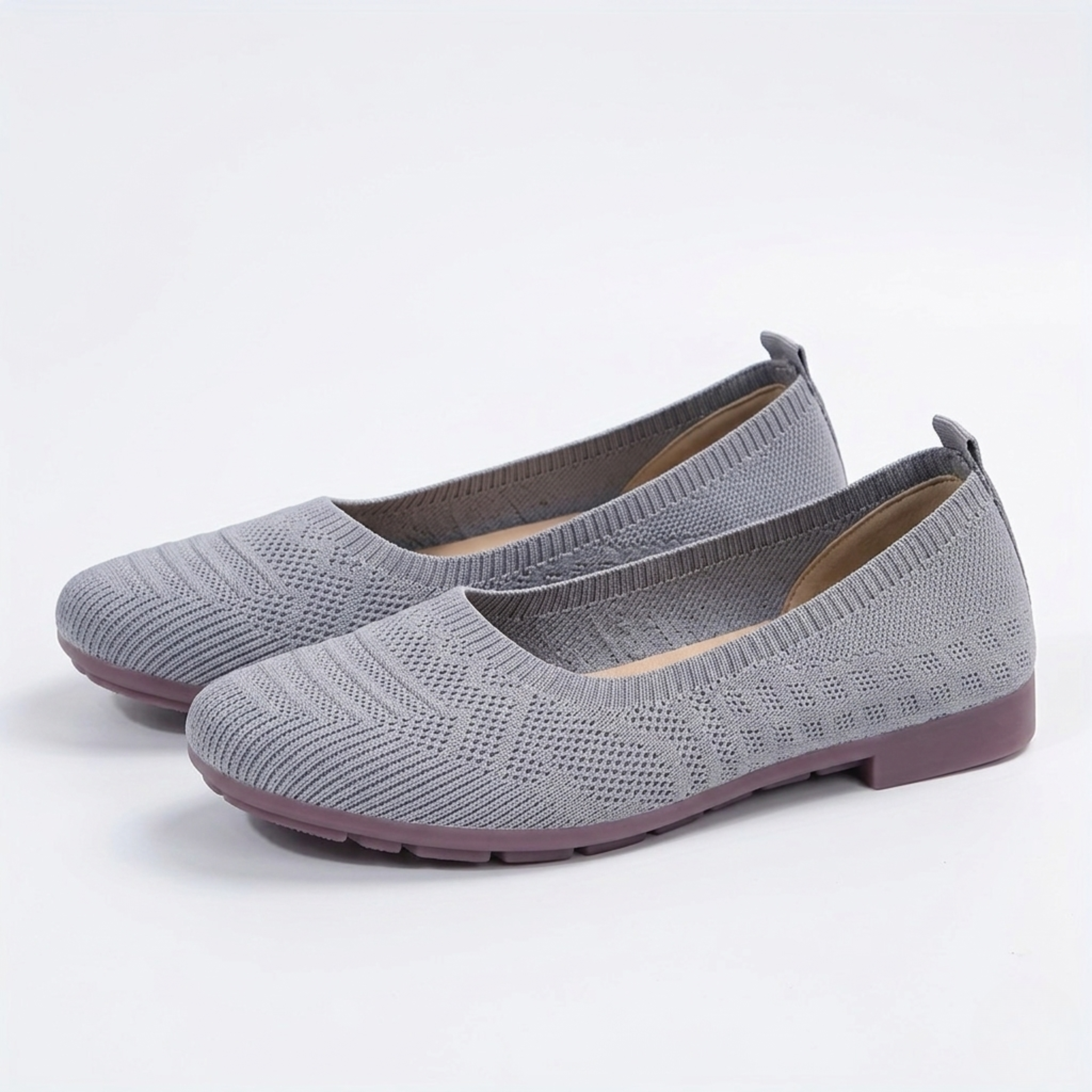 Women's Breathable Woven Slip‑On Flats with Rubber Sole Comfort